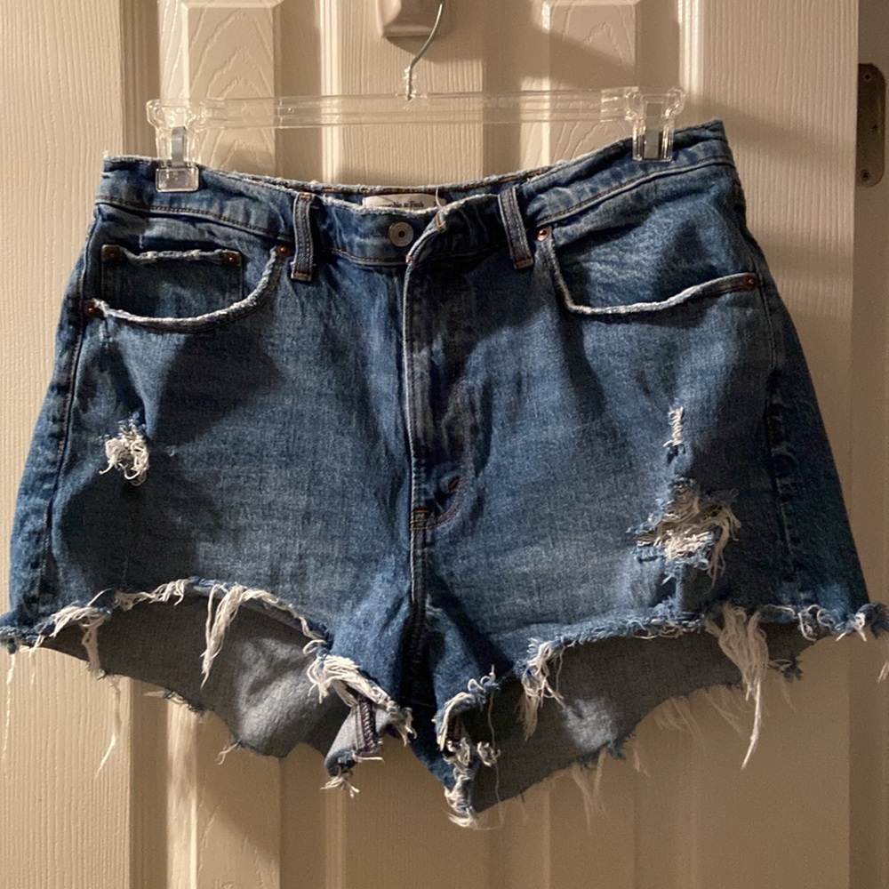 Abercrombie & Fitch Blue Distressed Jean Shorts - Picture 6 of 6